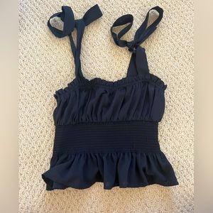 Black bow tie (you can tie them yourself) adjustable strap tank top Forever 21